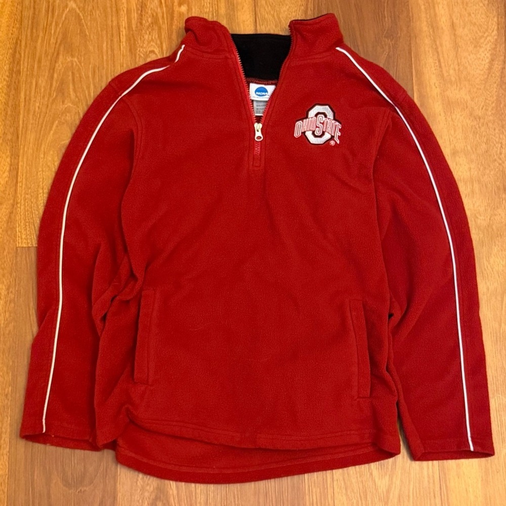Vintage NCAA Ohio State Buckeyes Quarter Zip Pullover Kids Youth Size XL